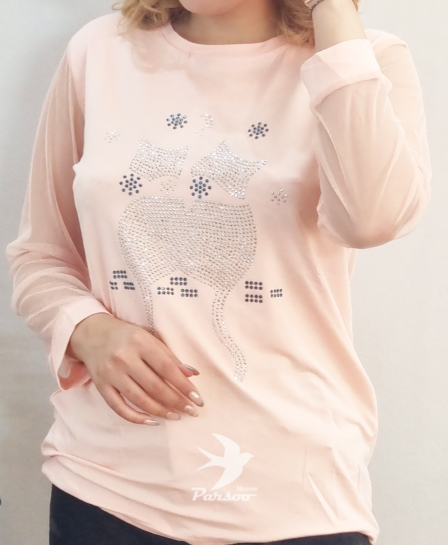 بلوز زنانه ویسکوز ۱۰۰٪ اصل گرم بالا – بدون ریزش نگین و آبرفت، فری سایز تا ۴۶