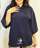 تیشرت زنانه کلاهدار کبریتی پاییزه رنگ سورمهای، فریسایز، شیک و ترند پاییز ۱۴۰۴